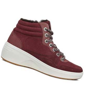 Women's Ecco Soft 7 Wedge Tred Boots Burgundy | USA 45ZUT